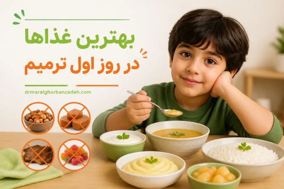 نمای توضیحی درباره بهترین غذاها در روز اول ترمیم